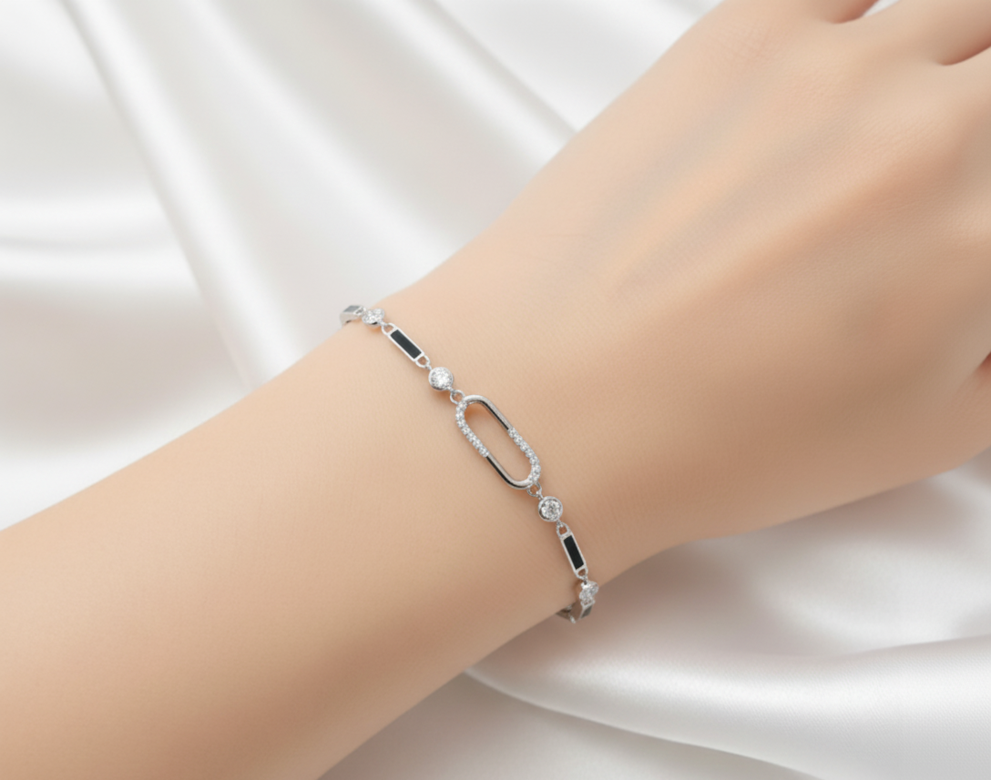 Crystal Accent Silver Bracelet